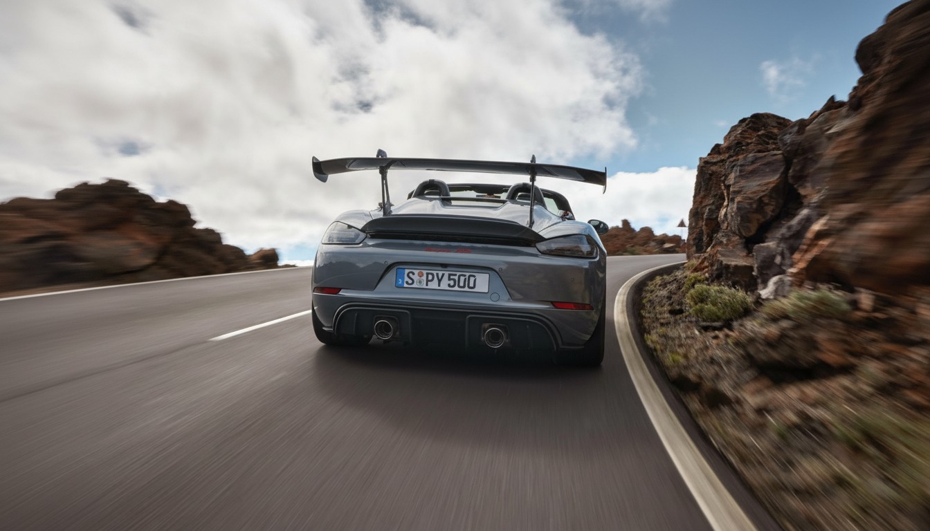 Porsche 718 GT4 RS swan-neck wing in profile